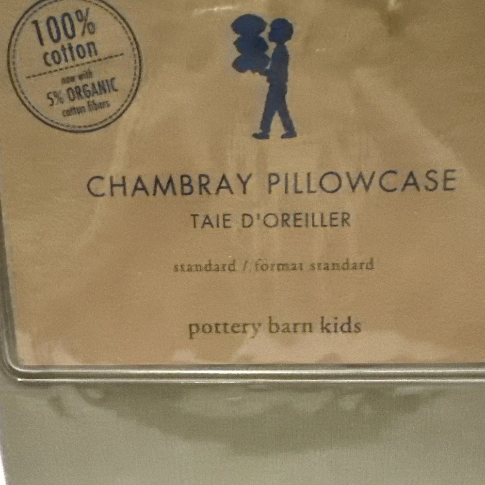 pottery barn kids CHAMBRAY PERCALE Green 1-Standard Case 200ct 100%-cotton